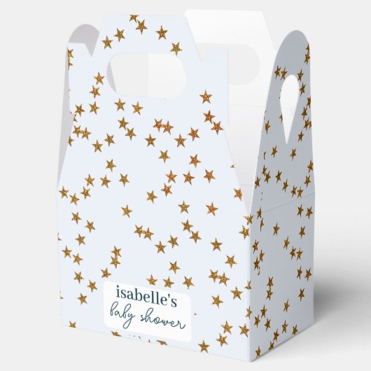 Moderner einfacher Pastell Blue Gold Star Geschenkschachtel (Geöffnet)