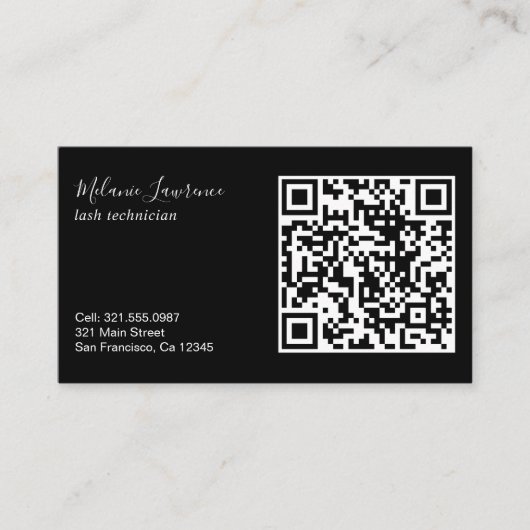 Moderner einfacher QR-Code für Logos schwarz Visitenkarte (Vorderseite)
