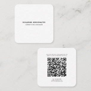 Moderner einfacher QR-Code für trendige Mitarbeite Quadratische Visitenkarte