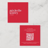 Moderner, einfacher QR-Code mit persönlichem Rot Quadratische Visitenkarte (Vorne/Hinten)