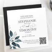 Moderner einfacher QR-Code Save the Date Blue Wedd Magneteinladung