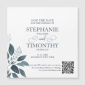 Moderner einfacher QR-Code Save the Date Blue Wedd Magneteinladung (Vorderseite)
