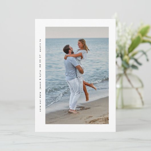 moderner einfacher Rahmen 2 Foto Save The Date (Stehend Vorderseite)