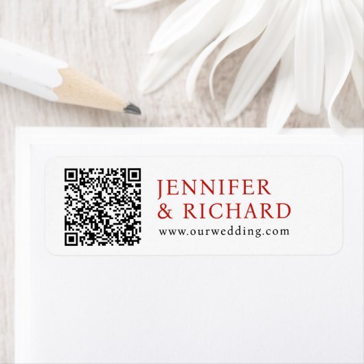 Moderner einfacher Red White Minimal Wedding QR Co (Insitu)