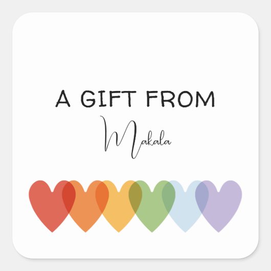 Moderner einfacher Regenbogen als Geschenk für Quadratischer Aufkleber (Vorderseite)