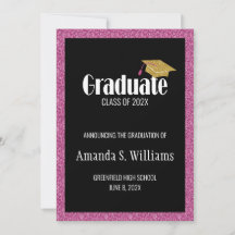 Moderner einfacher rosa Glitzer Cap Abschluss