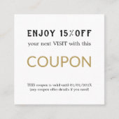 Moderner einfacher Salon-Rabattcoupon Rabattkarte (Vorderseite)