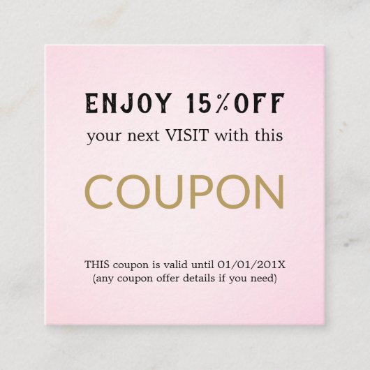 Moderner einfacher Salon-Rabattcoupon Rabattkarte (Vorderseite)