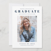 Moderner, einfacher, sauberer Foto Abschluss Einladung (Vorderseite)