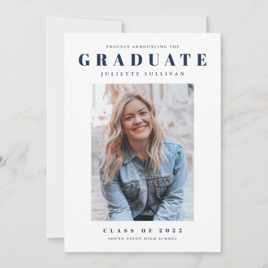 Moderner, einfacher, sauberer Foto Abschluss Einladung (Vorderseite)