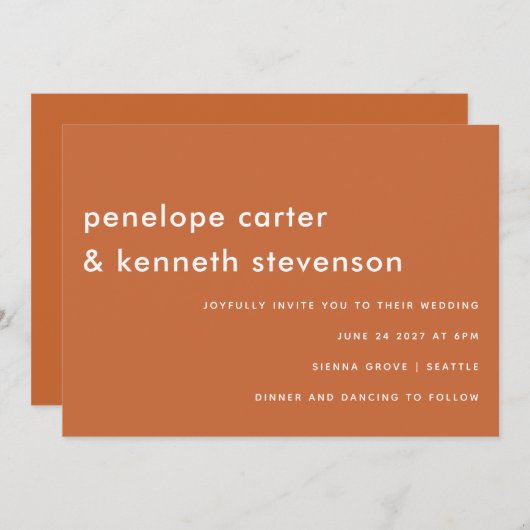 Moderner einfacher Schriftart Boho Burnt Orange We Einladung (Vorne/Hinten)