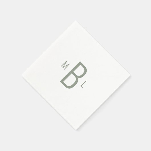 Moderner einfacher Schriftart-Sage Monogram-Hochze Serviette (Ecke)