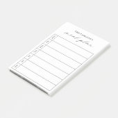 Moderner einfacher Schwarz-Weiß-eleganter Speisepl Post-it Klebezettel (angewinkelt)
