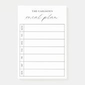 Moderner einfacher Schwarz-Weiß-eleganter Speisepl Post-it Klebezettel (Vorderseite)