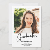 Moderner, einfacher Schwarz-weißer 2 Foto Abschlus Ankündigung (Vorderseite)