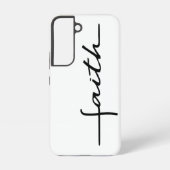 Moderner, einfacher Schwarz-weißer Script Faith Samsung Galaxy Hülle (Rückseite)