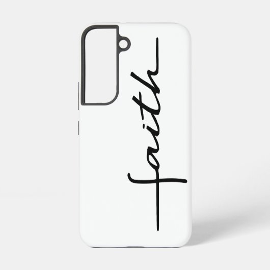 Moderner, einfacher Schwarz-weißer Script Faith Samsung Galaxy Hülle (Rückseite)