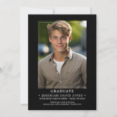 Moderner, einfacher Schwarzer Foto Abschluss Ankündigung (Vorderseite)