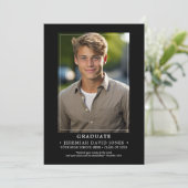 Moderner, einfacher Schwarzer Foto Abschluss Ankündigung (Stehend Vorderseite)