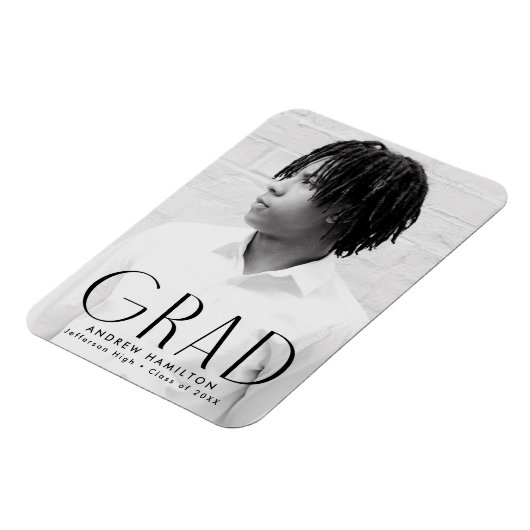 Moderner, einfacher Schwarzer Foto Abschluss Magnet (Linke Seite)