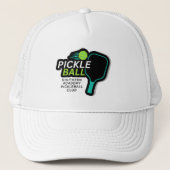 Moderner einfacher schwarzer grüner Pickleball-Clu Truckerkappe (Vorderseite)