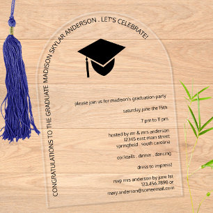 Moderner einfacher Schwarzer Kasten N Tassel Arch Acryleinladungen