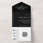 Moderner einfacher schwarzer und weißer Hochzeitss All In One Einladung (Innen Boden)