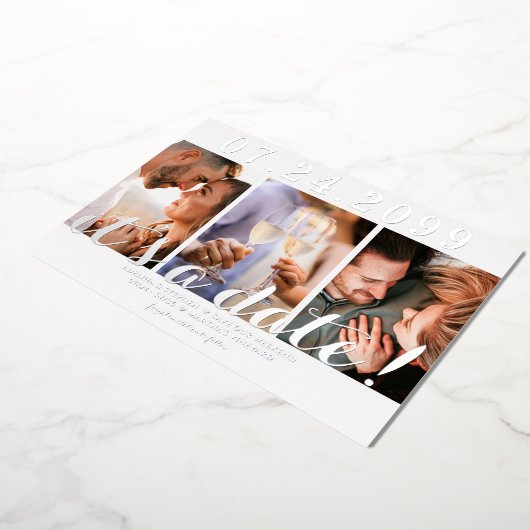 Moderner einfacher Script 3 Foto QR CODE Save the  Folieneinladung (Gedreht)