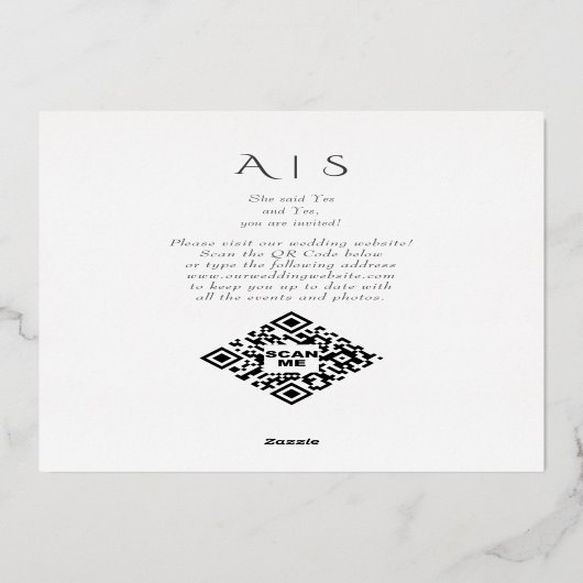 Moderner einfacher Script 3 Foto QR CODE Save the  Folieneinladung (Rückseite)