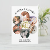 Moderner einfacher Script 6 Foto QR CODE Save the  Date (Stehend Vorderseite)