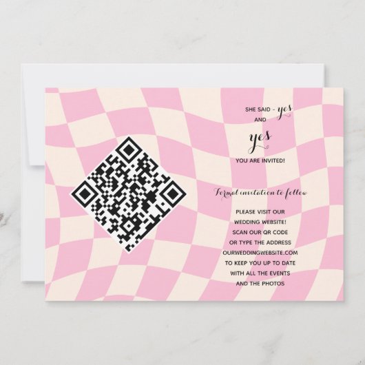 Moderner einfacher Script 6 Foto QR CODE Save the  Date (Rückseite)