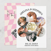 Moderner einfacher Script 6 Foto QR CODE Save the  Date (Vorne/Hinten)