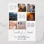 Moderner einfacher Script 6 Foto QR CODE Save the  Folieneinladung (Vorderseite)