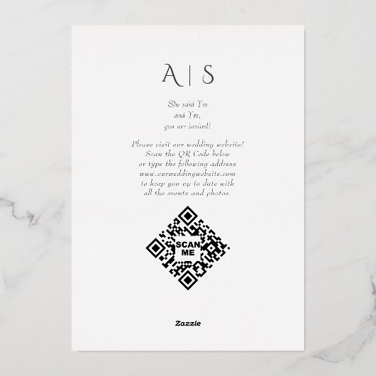 Moderner einfacher Script 6 Foto QR CODE Save the  Folieneinladung (Rückseite)