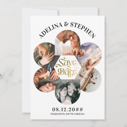 Moderner einfacher Script 6 Foto QR CODE Save the  Save The Date (Vorderseite)