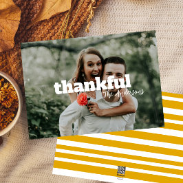 Moderner einfacher Senf-Gelber Foto-Erntedank Feiertagskarte