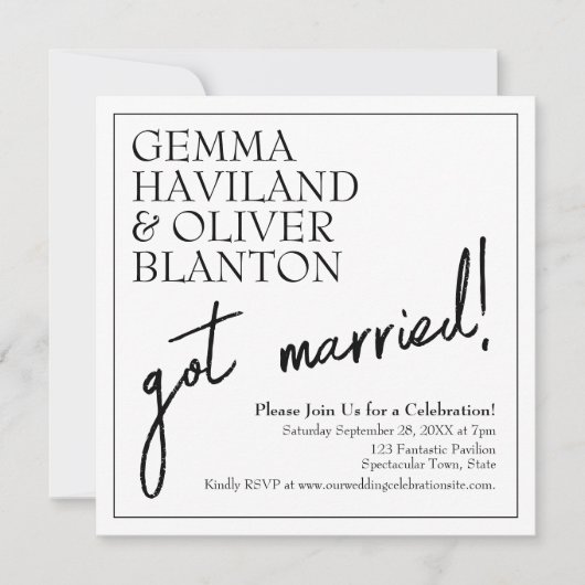 Moderner einfacher Spaß an der Hochzeitsempfehlung Einladung (Vorderseite)