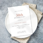 Moderner einfacher Text Rosa Rosa 30. Geburtstag Einladung<br><div class="desc">Modern Simple Text Blush Pink 30. Geburtstag. Einfache Eleganz für Ihre dreißig lädt ein. Ändern Sie die Farben von Text und Hintergrund,  wenn Sie möchten,  über die Option Bearbeiten weiter.</div>