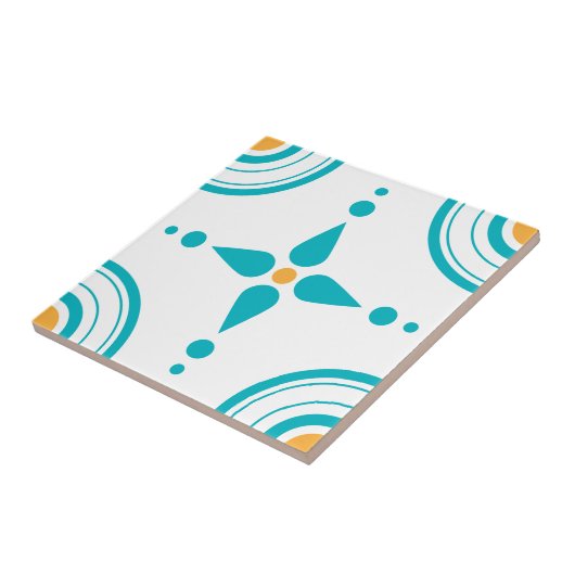 Moderner einfacher Türkis-weiße gelbe Fliese (Seite)