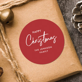 Moderner einfacher Weihnachtsurlaub in Rot und Wei Runder Aufkleber