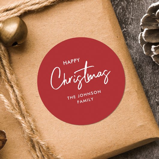Moderner einfacher Weihnachtsurlaub in Rot und Wei Runder Aufkleber