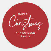 Moderner einfacher Weihnachtsurlaub in Rot und Wei Runder Aufkleber (Vorderseite)