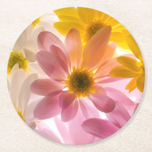 Moderner einfacher weißer Marmor rustikaler Papier Runder Pappuntersetzer