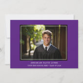 Moderner Einfaches Dunkles Lila Foto Abschluss Einladung (Vorderseite)