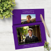 Moderner Einfaches Dunkles Lila Foto Abschluss Einladung
