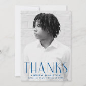 Moderner Einfachheit Blue Foto Abschluss Dankeskarte (Vorderseite)