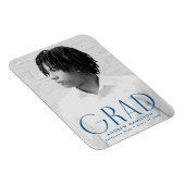 Moderner Einfachheit Blue Foto Abschluss Magnet (Rechte Seite)