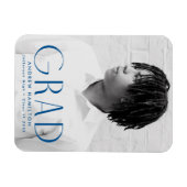 Moderner Einfachheit Blue Foto Abschluss Magnet (Horizontal)