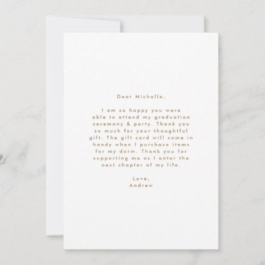 Moderner Einfachheit Brass Foto Abschluss Dankeskarte (Rückseite)