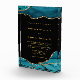 Moderner Einladung zur Hochzeit mit Aquamarinem Go Fotoblock